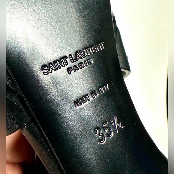 Yves Saint Laurent Black Leather Classic Tribute Studded T-strap Platform Sandal - Picture 12 of 16